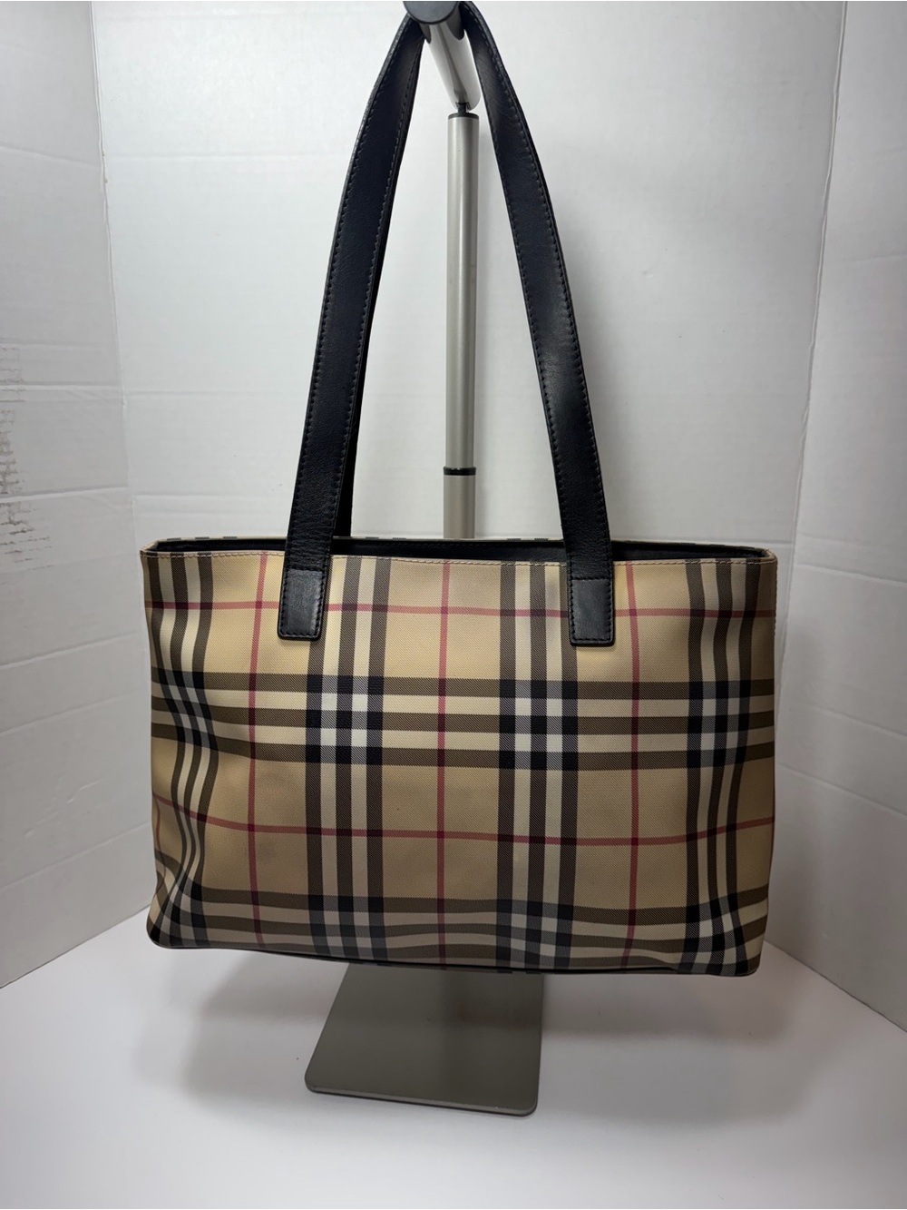 BURBERRY LONDON NOVA CHECK TOTE, LEATHER TRIM